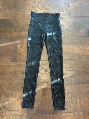 Spanx Faux Leather Camo Leggings in Matte Black Camo